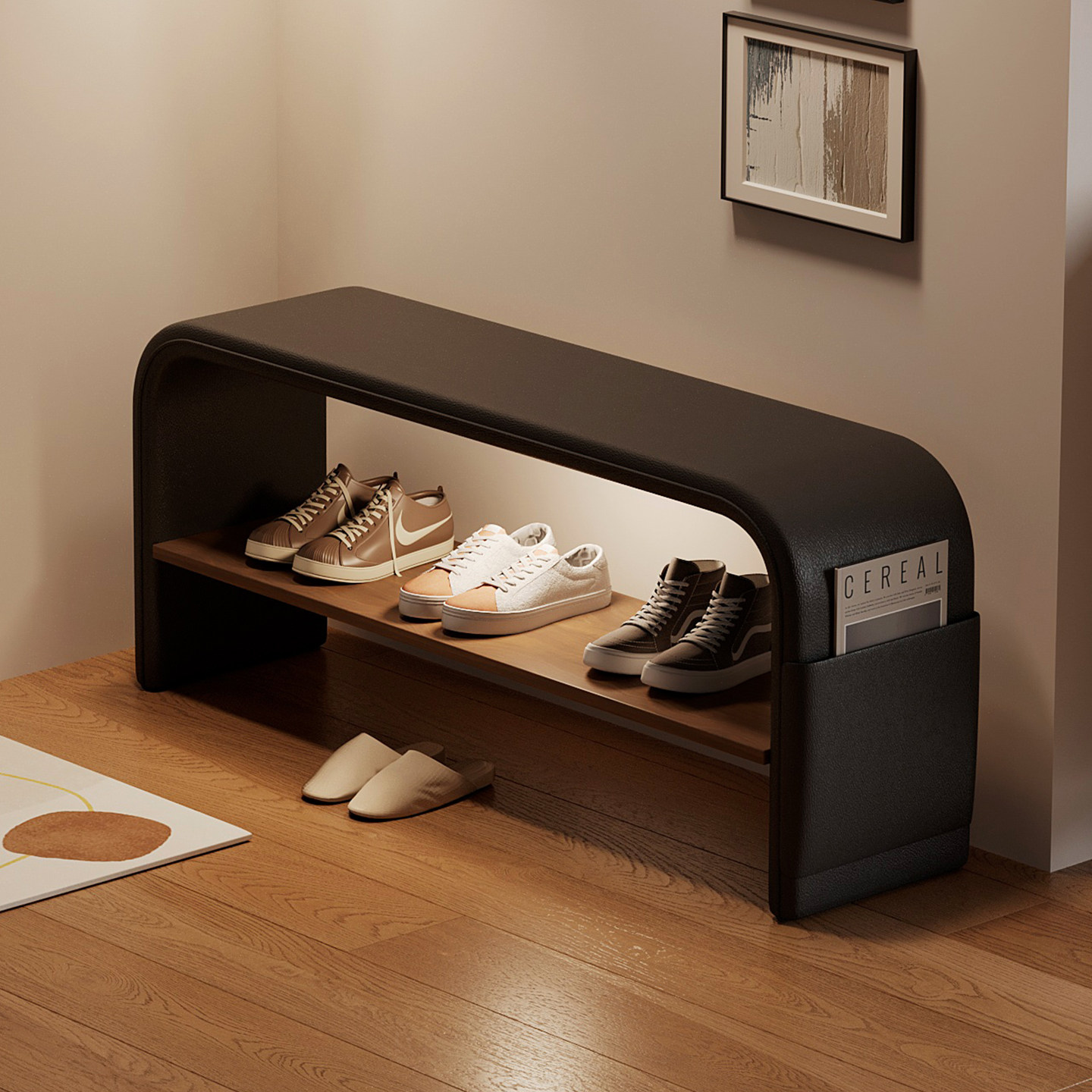 Shoe Rack Cabinet Narrow Entryway - مع خزانة أحذية مدمجة ورف أحذية