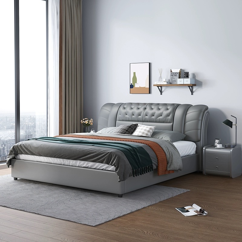 King Size Bed Frame With Storage Drawers - طقم أثاث غرفة نوم، سرير جلدي