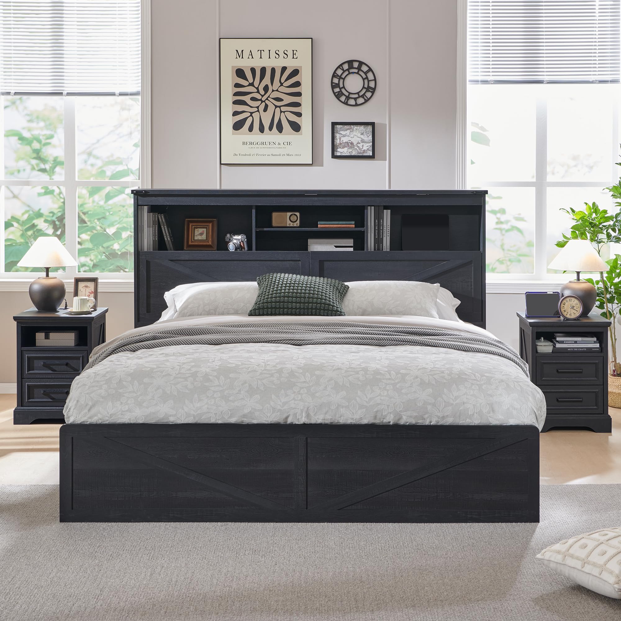 إطار سرير كبير الحجم بتصميم ري - مراجعة King Size Bed Frame With Storage Drawers وسعره