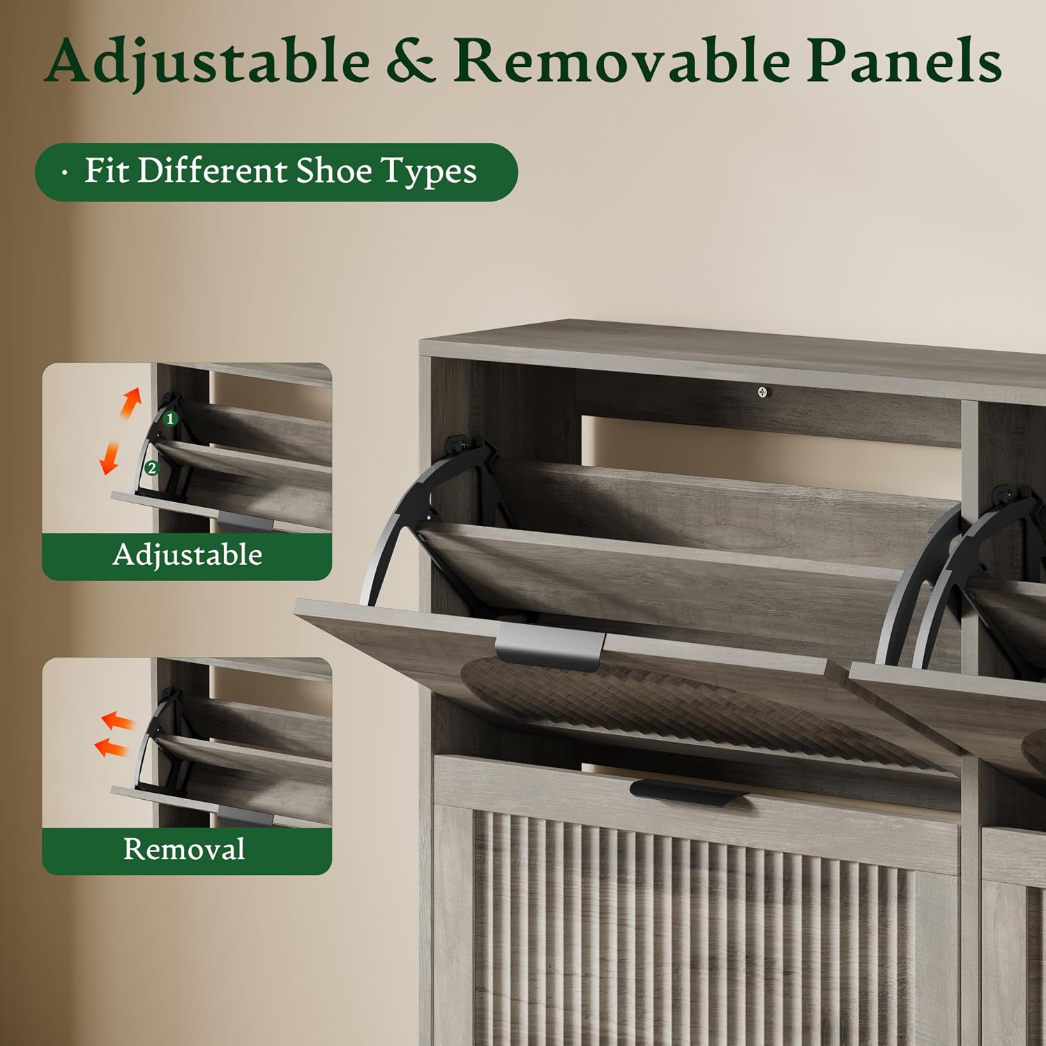 خزانة أحذية خشبية بـ 4 أدراج ق - مراجعة Shoe Rack Cabinet Narrow Entryway وسعره